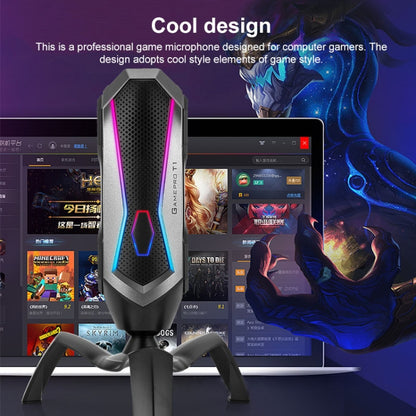 Yanmai T1 ไมโครโฟนสำหรับเล่นเกมคอนเดนเซอร์แบบหมุนได้ 360 องศาฟรีพร้อมไฟสีสันสดใส RGB และสายเคเบิล USB-C / Type-C แบบเสียบได้, ความยาวสายเคเบิล: 1.7 ม., T1