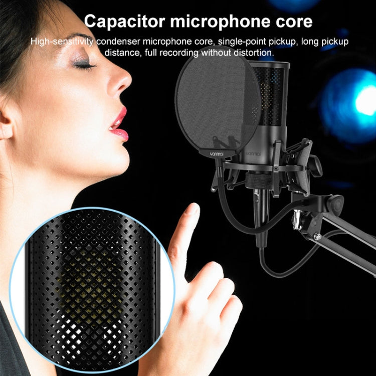 Yanmai X2 Active Noise Reduction Cardioid Pointing Capacitive Recording Microphone Set พร้อม Blowout Net & Cantilever Bracket & 1.7m 3.5mm Interface Cable, X2
