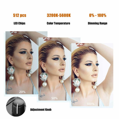 MANTOO RL-18 II 100-240V 55W 18 นิ้วแหวนหรี่แสงได้สองสีเติมแสงด้วย ขาตั้ง, 18 inch