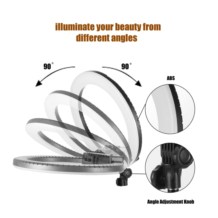 MANTOO RL-18 II 100-240V 55W 18 นิ้วแหวนหรี่แสงได้สองสีเติมแสงด้วย ขาตั้ง, 18 inch