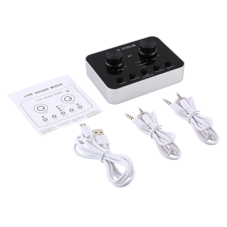 X7 Live Broadcast Audio ชุดหูฟัง USB ไมโครโฟน Webcast Entertainment Streamer การ์ดเสียงสำหรับโทรศัพท์, คอมพิวเตอร์พีซี