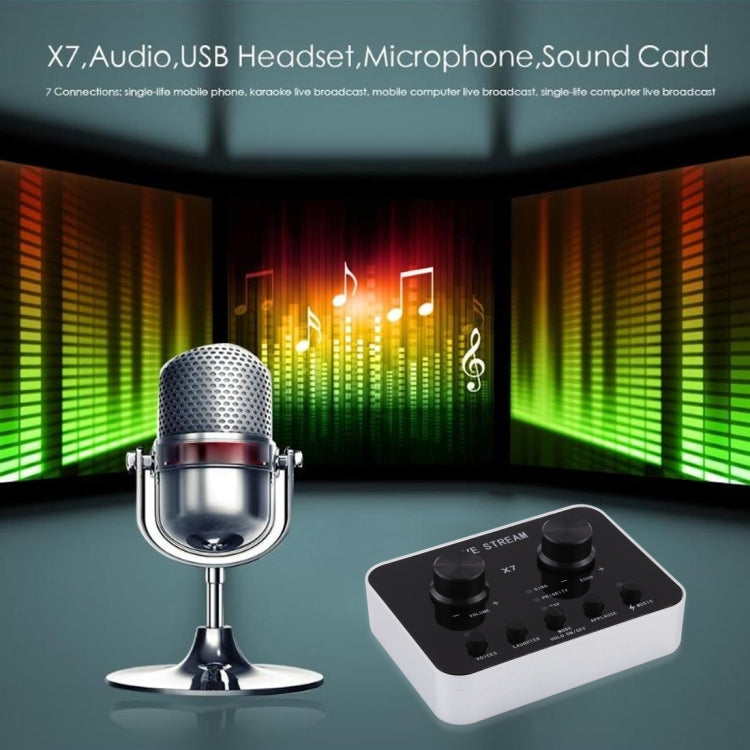 X7 Live Broadcast Audio ชุดหูฟัง USB ไมโครโฟน Webcast Entertainment Streamer การ์ดเสียงสำหรับโทรศัพท์, คอมพิวเตอร์พีซี