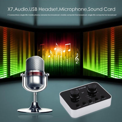 X7 Live Broadcast Audio ชุดหูฟัง USB ไมโครโฟน Webcast Entertainment Streamer การ์ดเสียงสำหรับโทรศัพท์, คอมพิวเตอร์พีซี