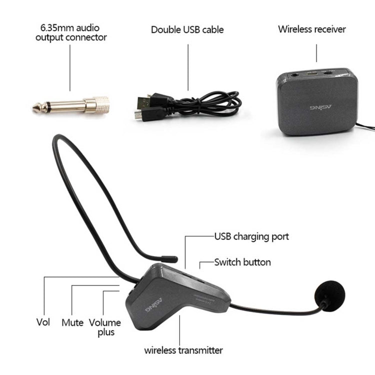 ASiNG WM01 2.4GHz Wireless Audio Transmission ไมโครโฟนปิ๊กอัพแบบอิเล็กทรอนิกส์ ระยะการส่งข้อมูล: 50 ม, WM01