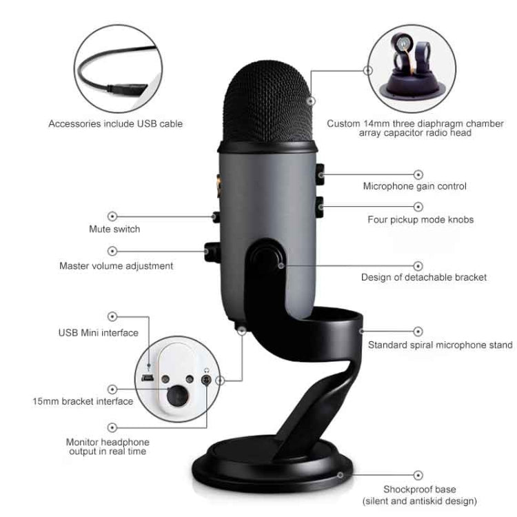 ไมโครโฟนคอนเดนเซอร์ USB Logitech Blue Yeti, Blue Yeti(Black), Blue Yeti(Blue), Blue Yeti(Silver)