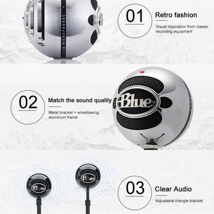 ไมโครโฟนบันทึกจุดยึดคอนเดนเซอร์ USB ของ Logitech Blue Snowball-ice, Blue Snowball-ice