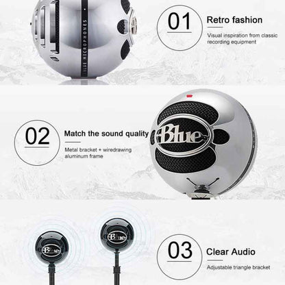 ไมโครโฟนบันทึกจุดยึดคอนเดนเซอร์ USB ของ Logitech Blue Snowball-ice, Blue Snowball-ice