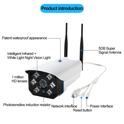 J-06 กล้อง IP IR แบบไร้สาย Wifi ในร่มและกลางแจ้ง 1.0MP รองรับการมองเห็นกลางคืนแบบอินฟราเรด / การตรวจจับการเคลื่อนไหว / การ์ด TF (สูงสุด 64GB) ระยะ IR: 50 ม., J-06