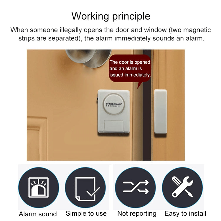 DOBERMAN SE-0119 ครัวเรือน Anti-Theft รีโมทคอนโทรลไร้สายประตู Magnetic Sensor ALARM, SE-0119