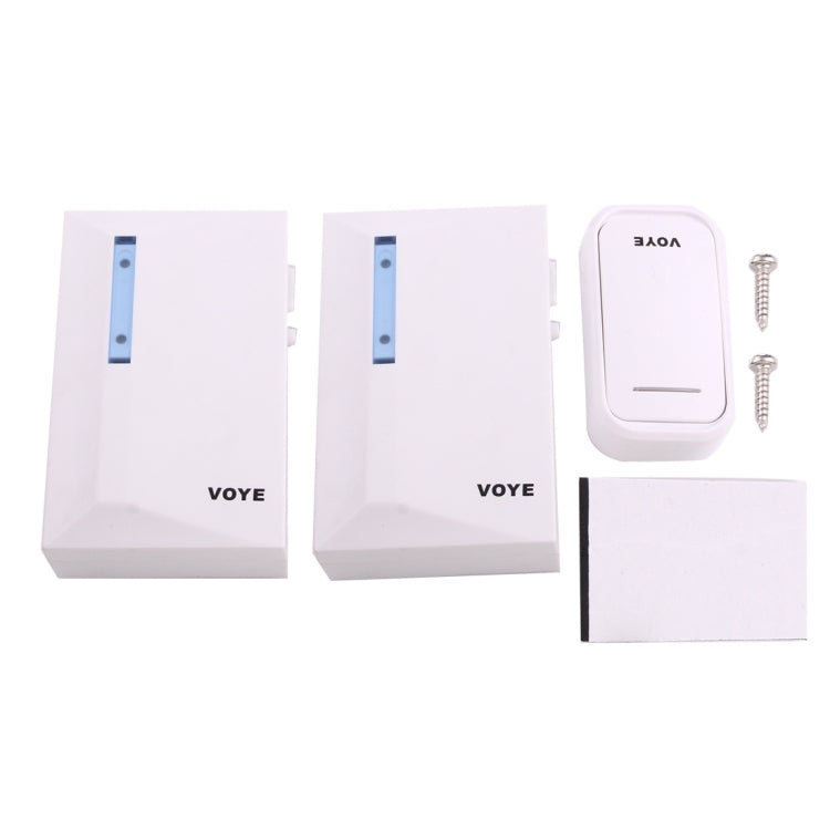 VOYE V015F2 ออดบ้านเพลงอัจฉริยะไร้สายพร้อมตัวรับสัญญาณคู่ระยะการควบคุมระยะไกล: 120 ม. (เปิดโล่ง), V015F2