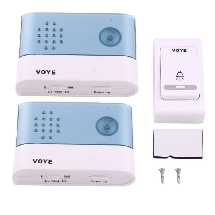 VOYE V004B2 ออดบ้านเพลงอัจฉริยะไร้สายพร้อมตัวรับสัญญาณคู่ระยะการควบคุมระยะไกล: 120 ม. (เปิดโล่ง), V004B2