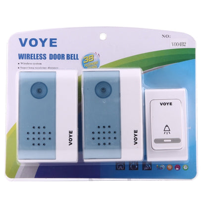 VOYE V004B2 ออดบ้านเพลงอัจฉริยะไร้สายพร้อมตัวรับสัญญาณคู่ระยะการควบคุมระยะไกล: 120 ม. (เปิดโล่ง), V004B2