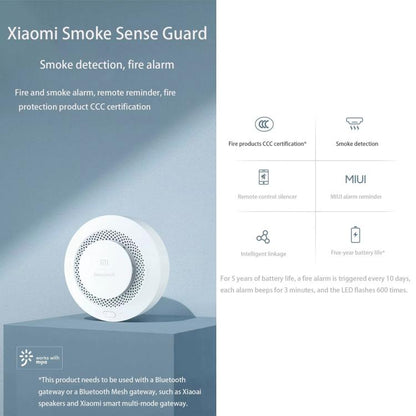 Original Xiaomi Mijia Honeywell Smart Fire Alarm เครื่องตรวจจับควัน, ทำงานร่วมกับมัลติฟังก์ชั่น Gateway (CA1001) Mihome APP Control, APP Control