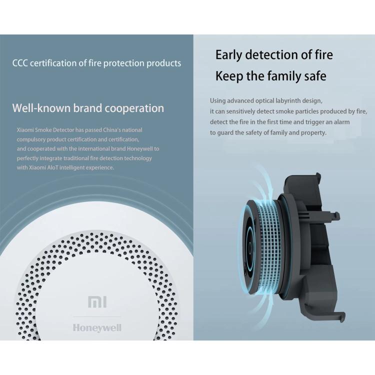 Original Xiaomi Mijia Honeywell Smart Fire Alarm เครื่องตรวจจับควัน, ทำงานร่วมกับมัลติฟังก์ชั่น Gateway (CA1001) Mihome APP Control, APP Control