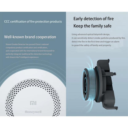 Original Xiaomi Mijia Honeywell Smart Fire Alarm เครื่องตรวจจับควัน, ทำงานร่วมกับมัลติฟังก์ชั่น Gateway (CA1001) Mihome APP Control, APP Control