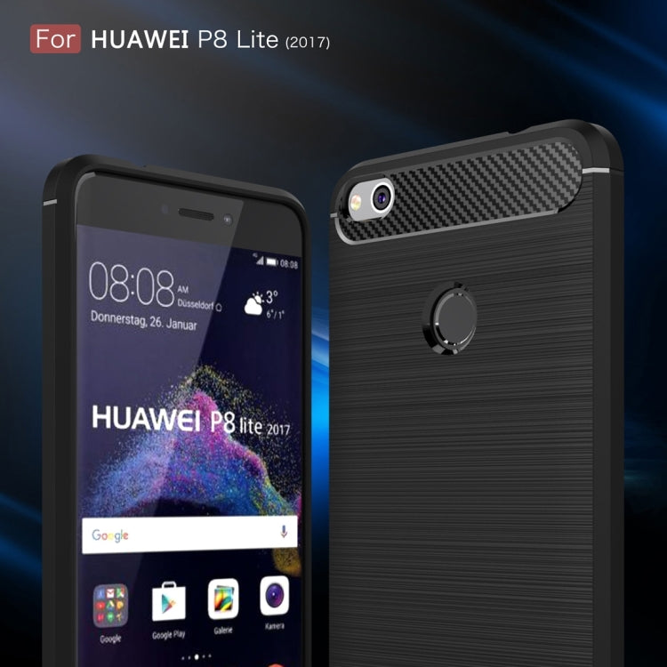 สำหรับ Huawei P8 Lite (2017) แปรงคาร์บอนไฟเบอร์เนื้อกันกระแทกเคส TPU, Huawei P8 Lite (2017)