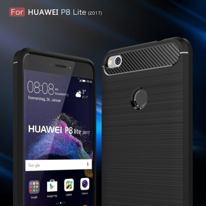 สำหรับ Huawei P8 Lite (2017) แปรงคาร์บอนไฟเบอร์เนื้อกันกระแทกเคส TPU, Huawei P8 Lite (2017)