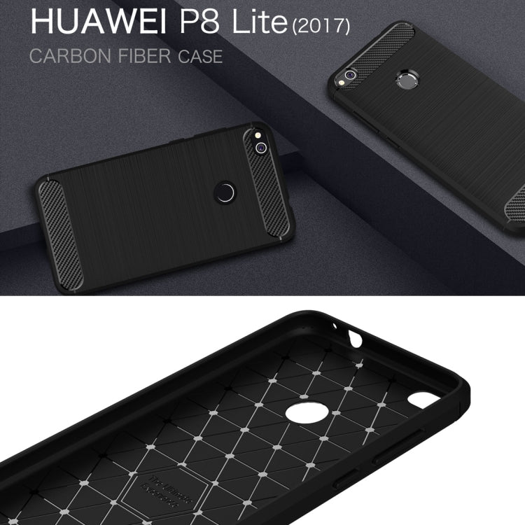 สำหรับ Huawei P8 Lite (2017) แปรงคาร์บอนไฟเบอร์เนื้อกันกระแทกเคส TPU, Huawei P8 Lite (2017)