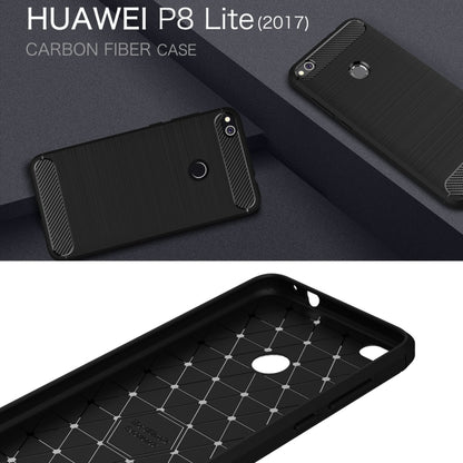 สำหรับ Huawei P8 Lite (2017) แปรงคาร์บอนไฟเบอร์เนื้อกันกระแทกเคส TPU, Huawei P8 Lite (2017)