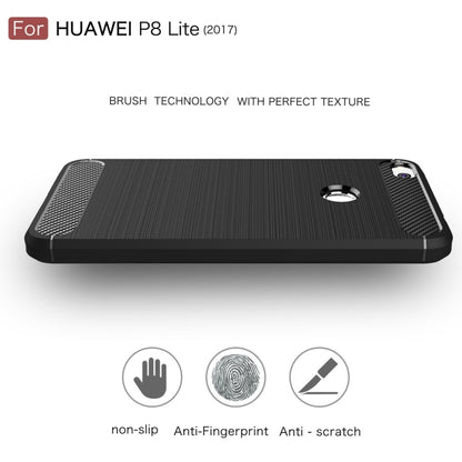 สำหรับ Huawei P8 Lite (2017) แปรงคาร์บอนไฟเบอร์เนื้อกันกระแทกเคส TPU, Huawei P8 Lite (2017)
