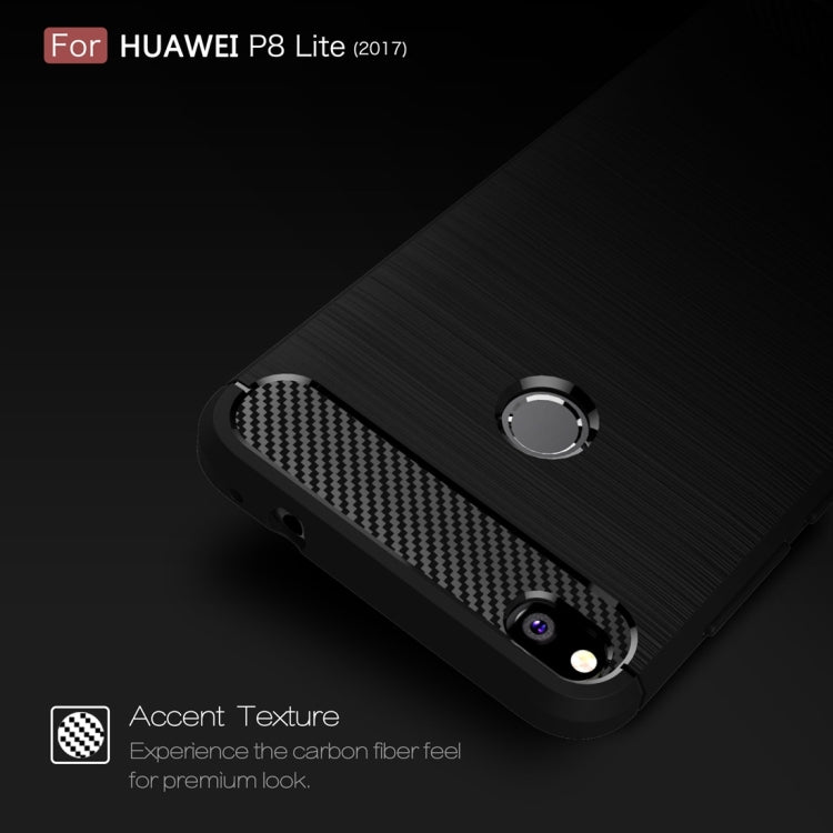 สำหรับ Huawei P8 Lite (2017) แปรงคาร์บอนไฟเบอร์เนื้อกันกระแทกเคส TPU, Huawei P8 Lite (2017)