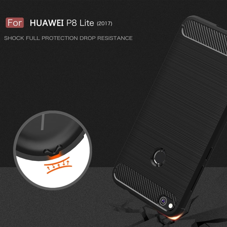 สำหรับ Huawei P8 Lite (2017) แปรงคาร์บอนไฟเบอร์เนื้อกันกระแทกเคส TPU, Huawei P8 Lite (2017)
