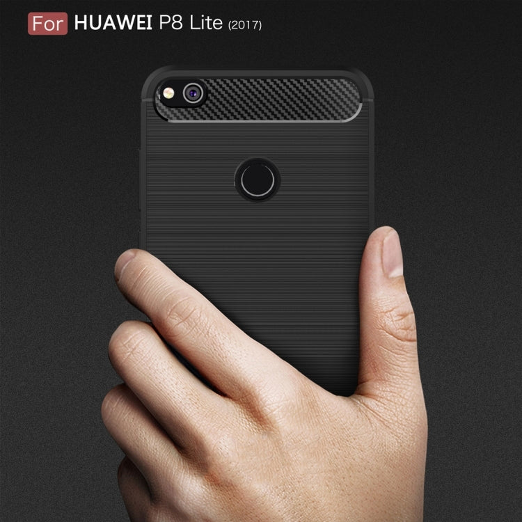 สำหรับ Huawei P8 Lite (2017) แปรงคาร์บอนไฟเบอร์เนื้อกันกระแทกเคส TPU, Huawei P8 Lite (2017)