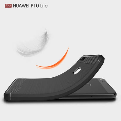 สำหรับ Huawei P10 Lite Brushed Carbon Fiber Texture กันกระแทกเคสฝาครอบป้องกัน TPU, Huawei P10 Lite