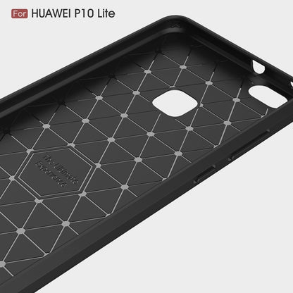 สำหรับ Huawei P10 Lite Brushed Carbon Fiber Texture กันกระแทกเคสฝาครอบป้องกัน TPU, Huawei P10 Lite