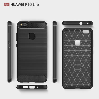 สำหรับ Huawei P10 Lite Brushed Carbon Fiber Texture กันกระแทกเคสฝาครอบป้องกัน TPU, Huawei P10 Lite