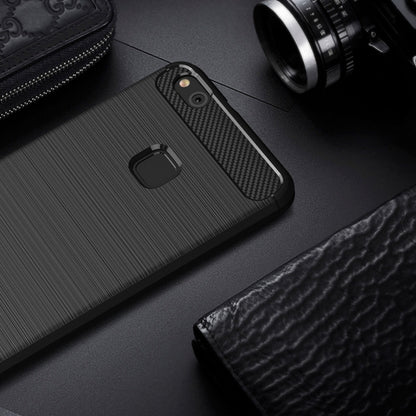 สำหรับ Huawei P10 Lite Brushed Carbon Fiber Texture กันกระแทกเคสฝาครอบป้องกัน TPU, Huawei P10 Lite