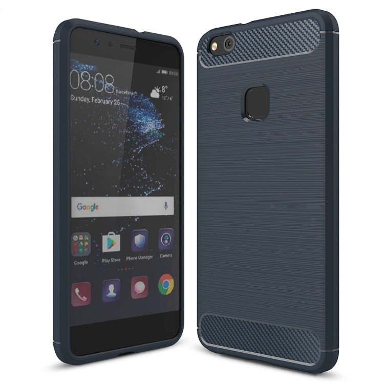 สำหรับ Huawei P10 Lite Brushed Carbon Fiber Texture กันกระแทกเคสฝาครอบป้องกัน TPU, Huawei P10 Lite
