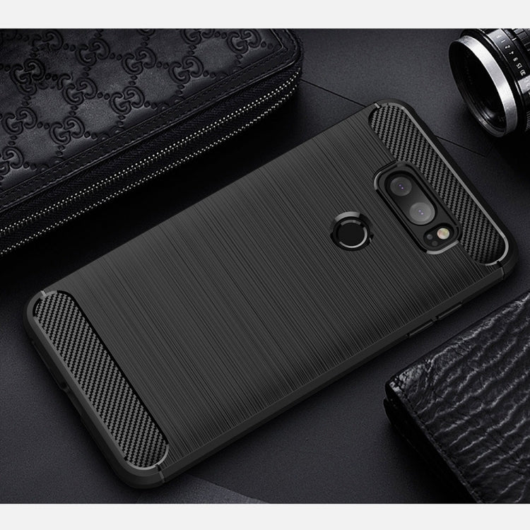สำหรับ LG V30 Brushed Texture คาร์บอนไฟเบอร์กันกระแทก TPU เกราะป้องกันเคส, For LG V30