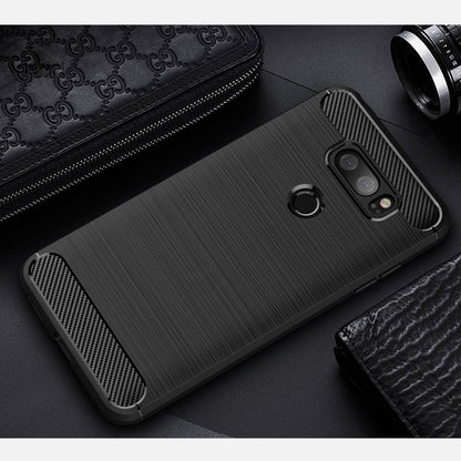 สำหรับ LG V30 Brushed Texture คาร์บอนไฟเบอร์กันกระแทก TPU เกราะป้องกันเคส, For LG V30
