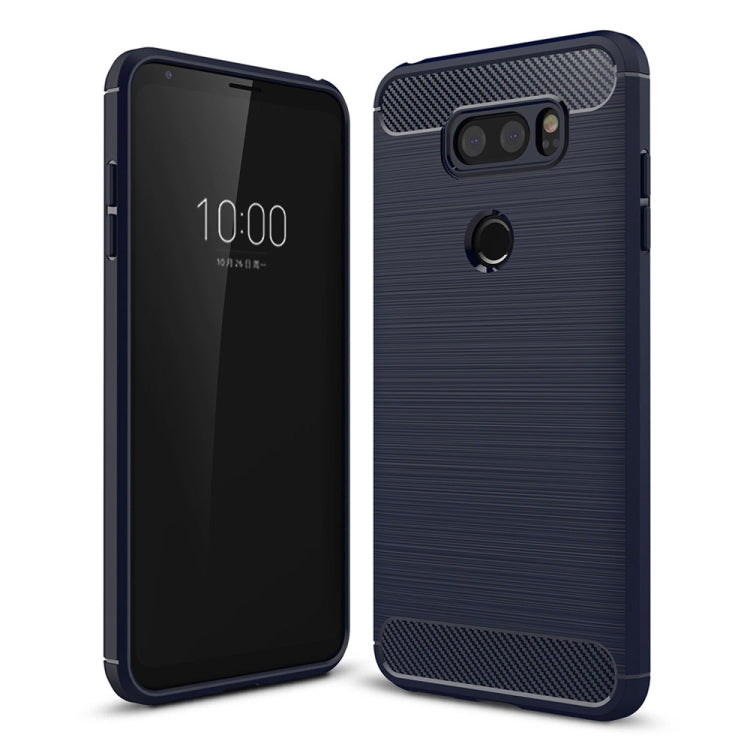 สำหรับ LG V30 Brushed Texture คาร์บอนไฟเบอร์กันกระแทก TPU เกราะป้องกันเคส, For LG V30