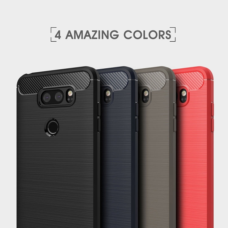 สำหรับ LG V30 Brushed Texture คาร์บอนไฟเบอร์กันกระแทก TPU เกราะป้องกันเคส, For LG V30