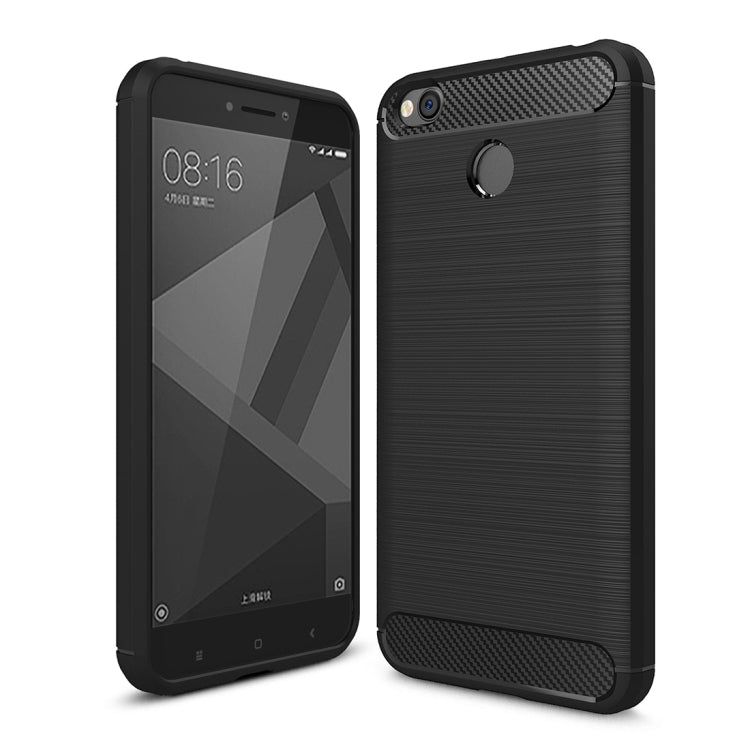 สำหรับ Xiaomi Redmi 4X Brushed Carbon Fiber Texture กันกระแทกเคสฝาครอบป้องกัน TPU, For Redmi 4X