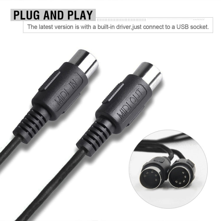 WERSI UM-18 สาย USB MIDI MidiPort Midi Cable เปียโนไฟฟ้ากลองอิเล็กทรอนิกส์สายแก้ไขเพลง, ความยาว: 2 ม.