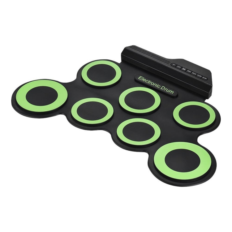 กลองอิเล็กทรอนิกส์แบบม้วนมือซิลิโคนแบบพกพา USB, USB Electronic Drum(Black), Electronic Drum(Green)