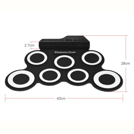 กลองอิเล็กทรอนิกส์แบบม้วนมือซิลิโคนแบบพกพา USB, USB Electronic Drum(Black), Electronic Drum(Green)
