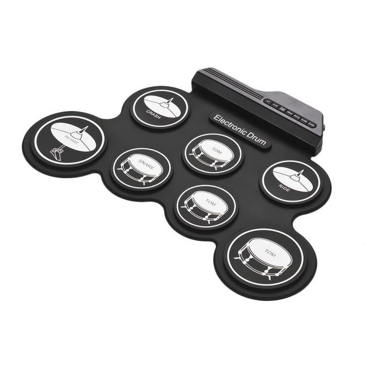 กลองอิเล็กทรอนิกส์ USB ม้วนมือซิลิโคนแบบพกพา รุ่นไอคอนสีดำ, Electronic Drum Black Icon Version