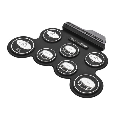 กลองอิเล็กทรอนิกส์ USB ม้วนมือซิลิโคนแบบพกพา รุ่นไอคอนสีดำ, Electronic Drum Black Icon Version