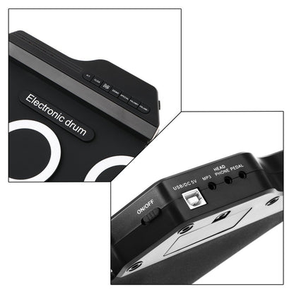 กลองอิเล็กทรอนิกส์ USB ม้วนมือซิลิโคนแบบพกพา รุ่นไอคอนสีดำ, Electronic Drum Black Icon Version
