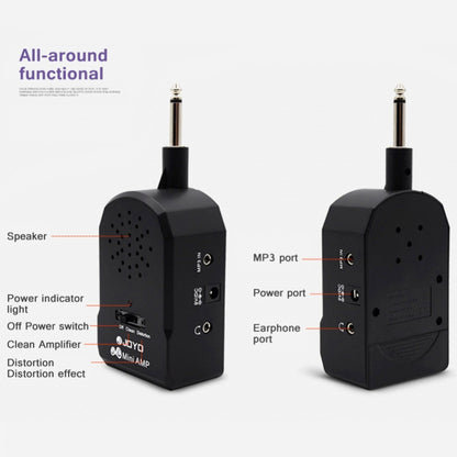 JOYO JA-01 2W เครื่องขยายเสียงกีต้าร์ขนาดใหญ่กีตาร์เบสไฟฟ้าพกพาขนาดเล็กลำโพงที่มีการบิดเบือน Timbre รองรับ MP3 / หูฟัง, JA-01