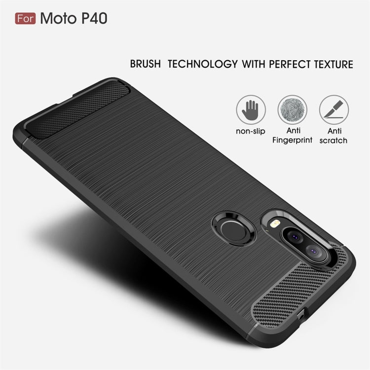 เคส TPU คาร์บอนไฟเบอร์เนื้อแปรงสำหรับ Motorola P40, For Motorola P40