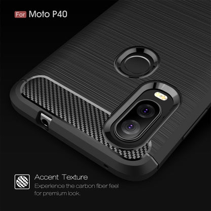 เคส TPU คาร์บอนไฟเบอร์เนื้อแปรงสำหรับ Motorola P40, For Motorola P40