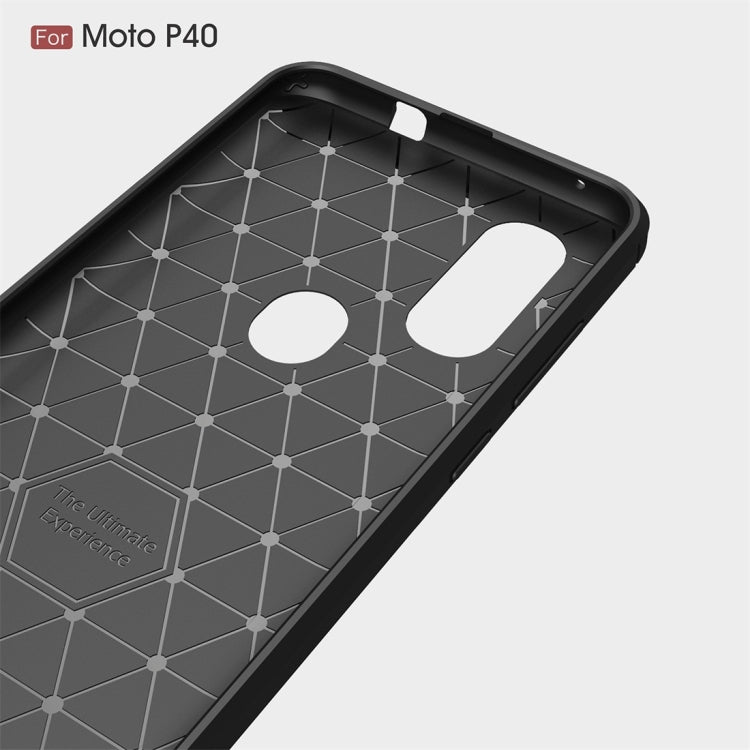 เคส TPU คาร์บอนไฟเบอร์เนื้อแปรงสำหรับ Motorola P40, For Motorola P40