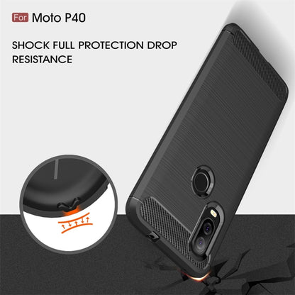 เคส TPU คาร์บอนไฟเบอร์เนื้อแปรงสำหรับ Motorola P40, For Motorola P40