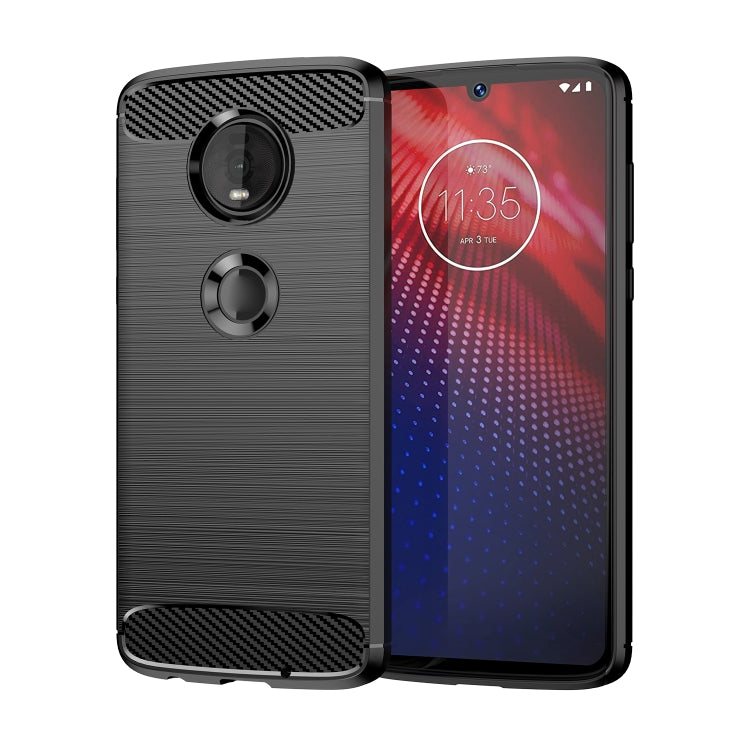 เคส TPU คาร์บอนไฟเบอร์เนื้อแปรงสำหรับ Motorola Moto Z4 Play, For Motorola Moto Z4 Play