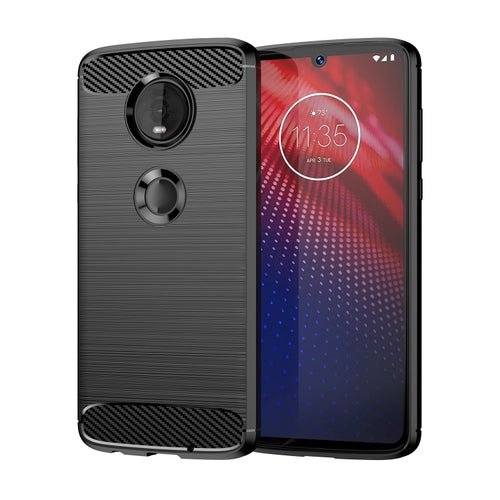เคส TPU คาร์บอนไฟเบอร์เนื้อแปรงสำหรับ Motorola Moto Z4 Play, For Motorola Moto Z4 Play